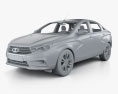 VAZ Lada Vesta HQインテリアと 2018 3Dモデル clay render
