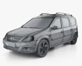 VAZ Lada Largus Cross 2020 3D模型 wire render