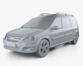 VAZ Lada Largus Cross 2020 3Dモデル clay render