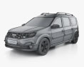 VAZ Lada Largus Cross 2024 Modello 3D wire render