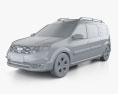 VAZ Lada Largus Cross 2024 3d model clay render