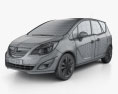 Vauxhall Meriva 2015 3D 모델  wire render