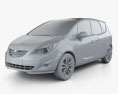 Vauxhall Meriva 2015 3D-Modell clay render