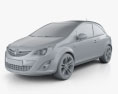 Vauxhall Corsa 3 portes 2013 Modèle 3d clay render
