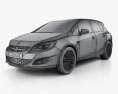 Vauxhall Astra 5도어 해치백 2015 3D 모델  wire render