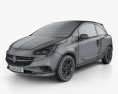 Vauxhall Corsa (E) 3-Türer 2017 3D-Modell wire render