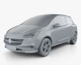 Vauxhall Corsa (E) 3-Türer 2017 3D-Modell clay render