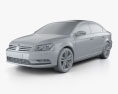 Volkswagen Passat 2012 3D模型 clay render
