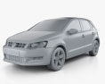 Volkswagen Polo 5도어 2012 3D 모델  clay render