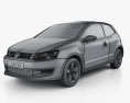 Volkswagen Polo трехдверный 2013 3D модель wire render