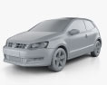 Volkswagen Polo 3ドア 2013 3Dモデル clay render