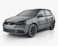 Volkswagen Golf Mk5 5-Türer 2009 3D-Modell wire render