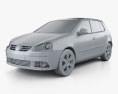 Volkswagen Golf Mk5 5-Türer 2009 3D-Modell clay render