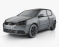 Volkswagen Golf Mk5 3ドア 2009 3Dモデル wire render