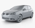 Volkswagen Golf Mk5 3ドア 2009 3Dモデル clay render