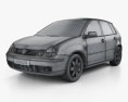 Volkswagen Polo Mk4 5ドア 2009 3Dモデル wire render