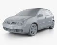 Volkswagen Polo Mk4 5 puertas 2009 Modelo 3D clay render