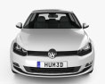 Volkswagen Golf Mk7 3门 2016 3D模型 正面图