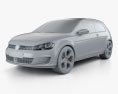 Volkswagen Golf трехдверный GTI 2016 3D модель clay render