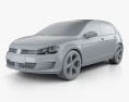 Volkswagen Golf 5ドア GTI 2016 3Dモデル clay render