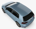 Volkswagen Golf пятидверный с детальным интерьером 2016 3D модель top view