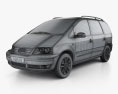 Volkswagen Sharan 2010 3D模型 wire render
