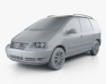 Volkswagen Sharan 2010 Modèle 3d clay render