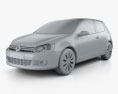 Volkswagen Golf 3-door 2014 3d model clay render