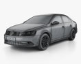 Volkswagen Jetta HQインテリアと 2018 3Dモデル wire render