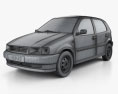 Volkswagen Polo 5ドア 2002 3Dモデル wire render