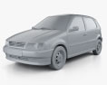 Volkswagen Polo 5 puertas 2002 Modelo 3D clay render