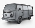 Volkswagen Transporter (T2) 승객용 밴 1972 3D 모델  wire render