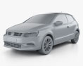 Volkswagen Polo 3ドア 2017 3Dモデル clay render
