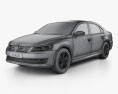 Volkswagen Passat (B7) 인테리어 가 있는 2014 3D 모델  wire render
