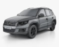 Volkswagen Tiguan Sport & Style インテリアと 2017 3Dモデル wire render