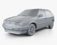 Volkswagen Golf 1997 3D-Modell clay render