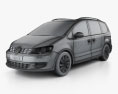 Volkswagen Sharan 2019 3d model wire render