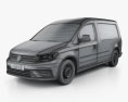 Volkswagen Caddy Maxi パネルバン 2018 3Dモデル wire render