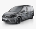 Volkswagen Caddy Maxi Trendline 2018 3D-Modell wire render