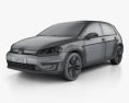 Volkswagen e-Golf 2017 3d model wire render