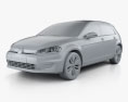 Volkswagen e-Golf 2017 3d model clay render