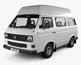 3D model of Volkswagen Transporter (T3) Passenger Van High Roof 1980