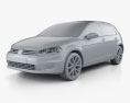 Volkswagen Golf GTE 2018 3D-Modell clay render