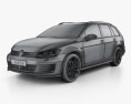 Volkswagen Golf GTD Variant 2018 3D-Modell wire render