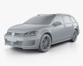 Volkswagen Golf GTD Variant 2018 3D-Modell clay render