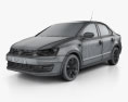 Volkswagen Polo Highline sedan 2018 3D-Modell wire render