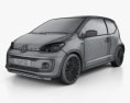 Volkswagen Up Style 3ドア 2020 3Dモデル wire render