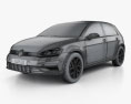 Volkswagen Golf 2018 3D模型 wire render