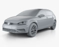 Volkswagen Golf R-Line 2018 3d model clay render