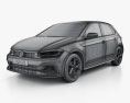 Volkswagen Polo R-Line 5ドア 2020 3Dモデル wire render